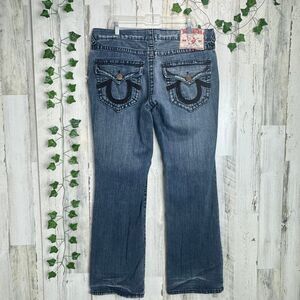 True Religion Vintage Y2K Dark Wash Blue  Straight leg Stitch Denim Jeans 36